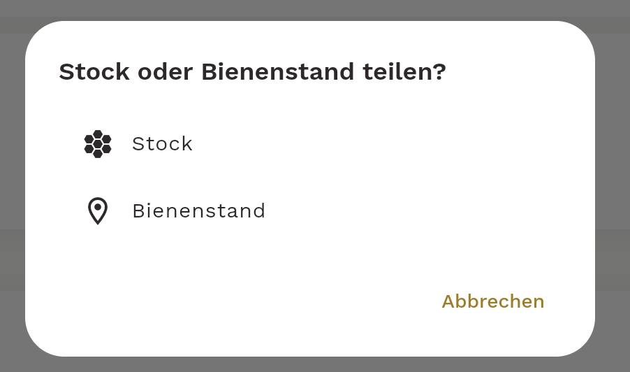 Abfrage Stock oder Bienenstand teilen