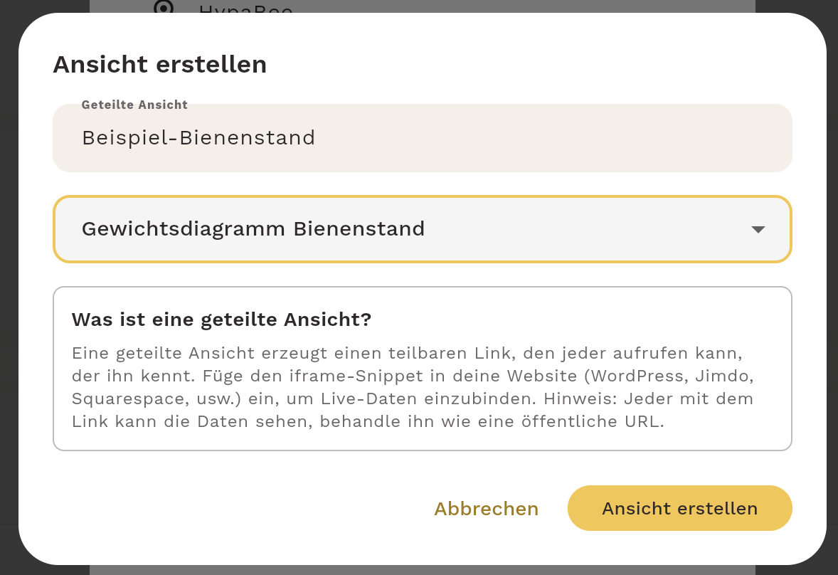 Dialog Ansicht erstellen mit Namensfeld und Auswahl der Darstellung